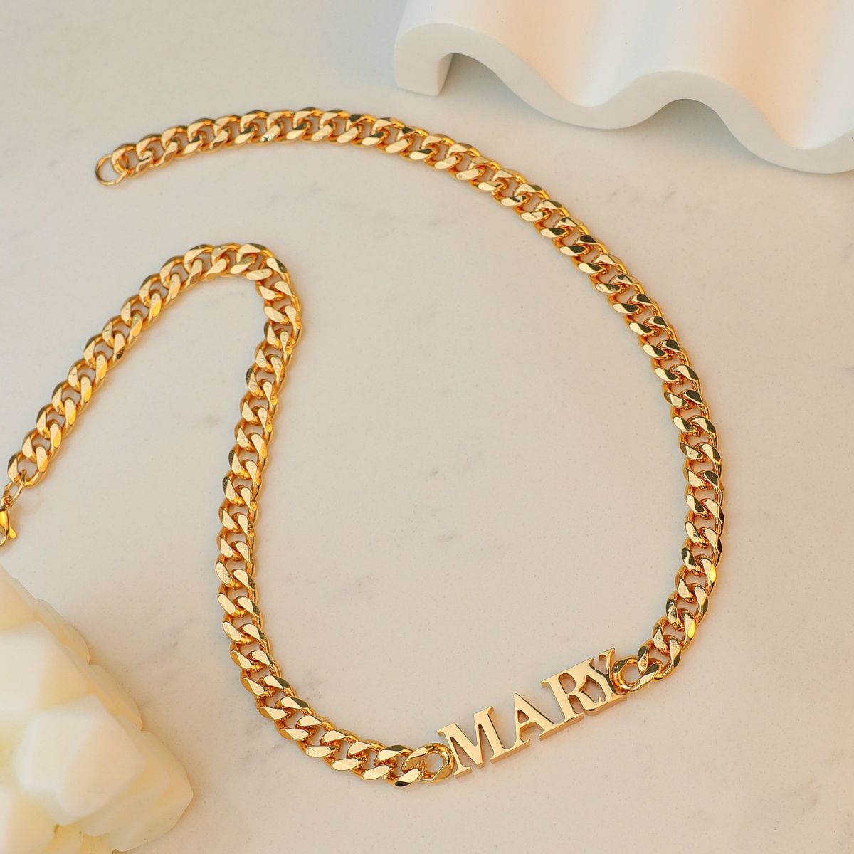 Cuban Chain Bold Letter Personalized Custom Vintage Choker Necklace