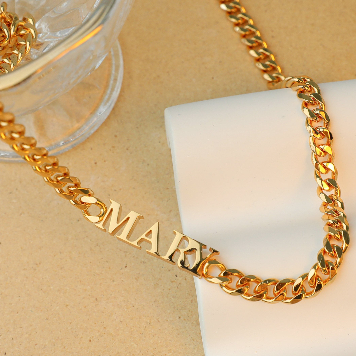 Cuban Chain Bold Letter Personalized Custom Vintage Choker Necklace
