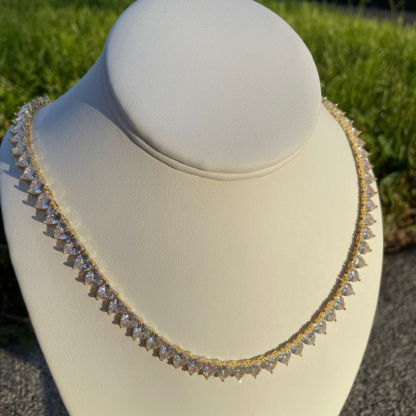 Heart Tennis Chain Diamond Iced Out Necklace White Gold Necklace
