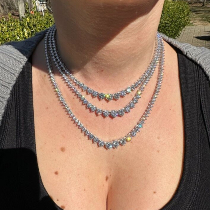 Heart Tennis Chain Diamond Iced Out Necklace White Gold Necklace