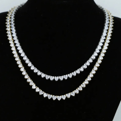 Heart Tennis Chain Diamond Iced Out Necklace White Gold Necklace