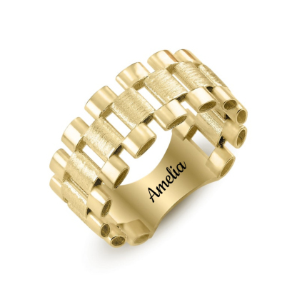 Presidential Style Personalized Engraved Watch Band Ring