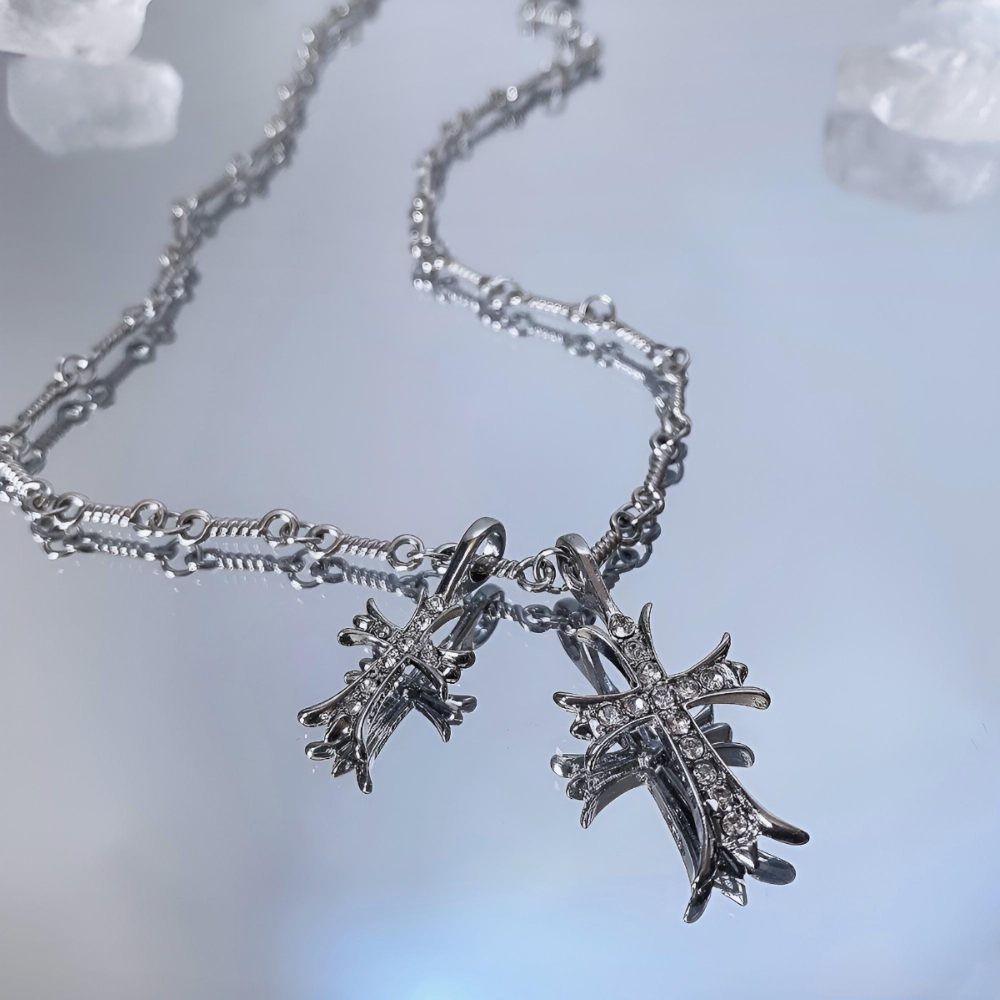 Intersecting Faiths Double Cross Me Necklace Christian Jewelry