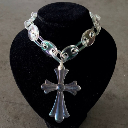 Cross Necklace Chunky Pig Nose Link Chain Acrylic Necklace 