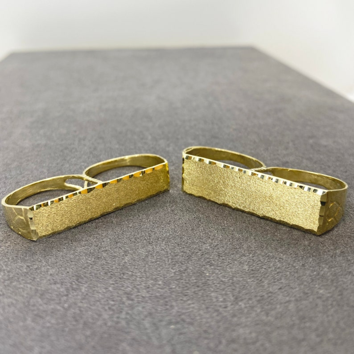 Two Double Finger Classic Plated Nugget Ring