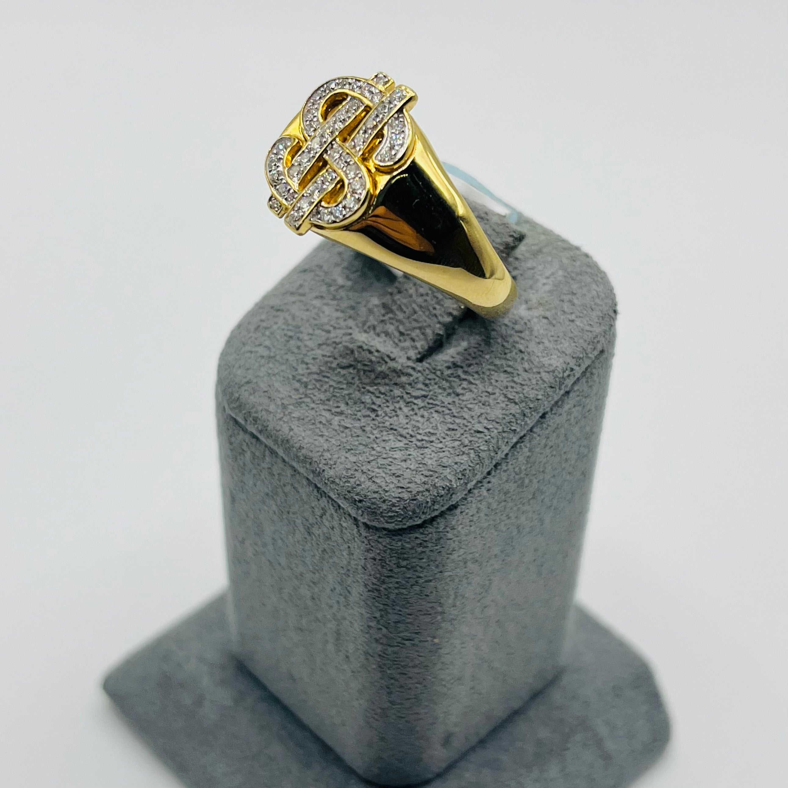 Gold Natural Diamond Money-Sign Ring