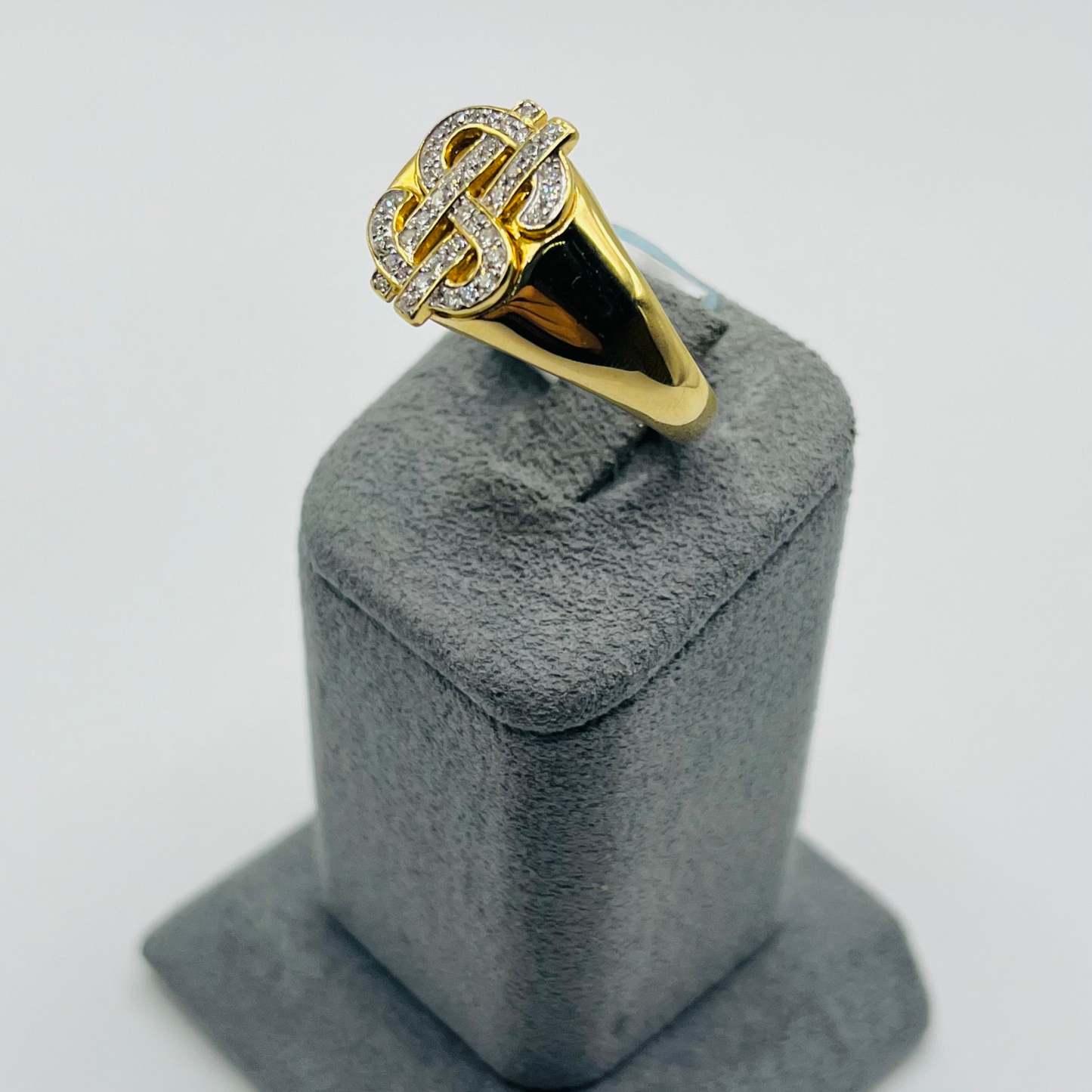 Gold Natural Diamond Money-Sign Ring