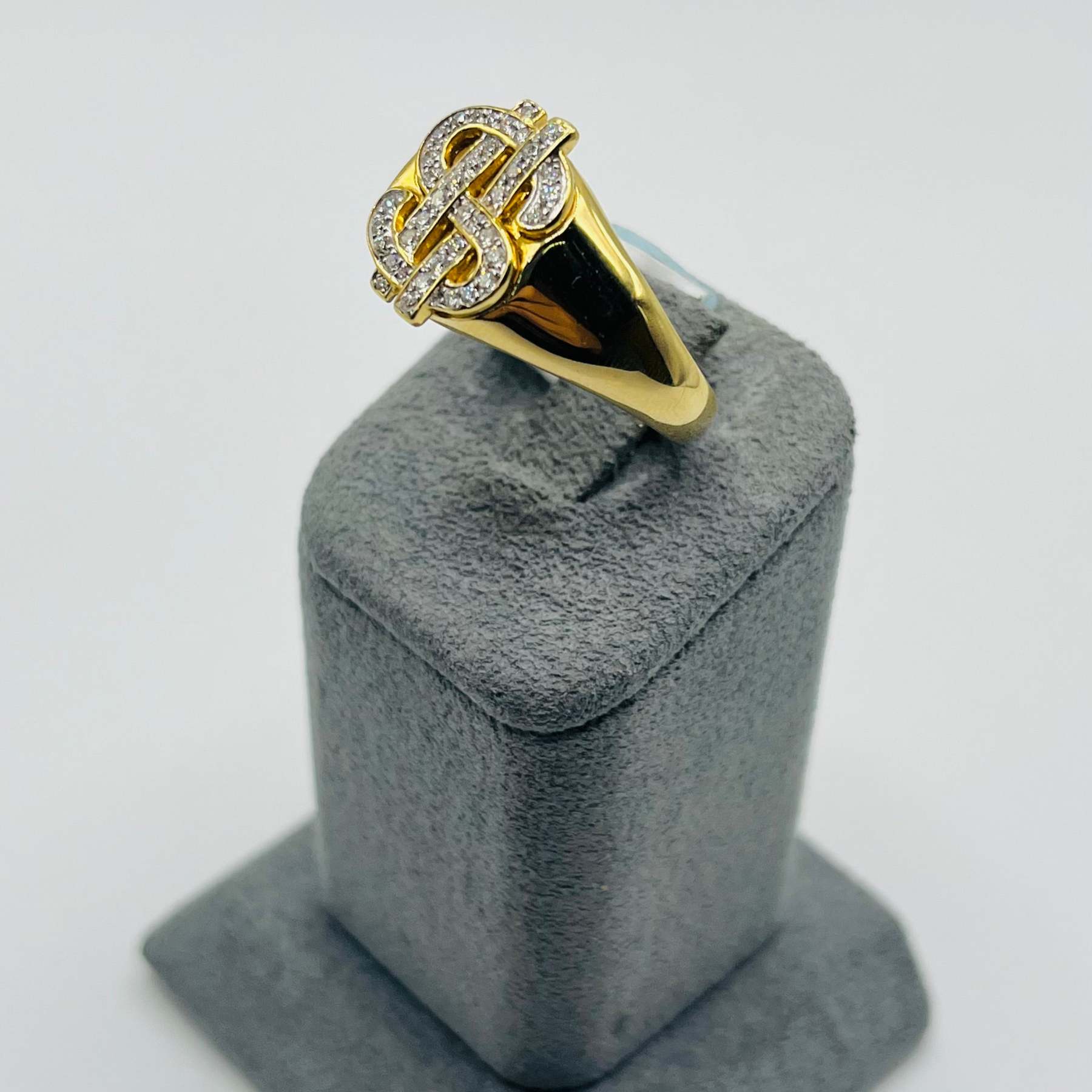 Gold Natural Diamond Money-Sign Ring