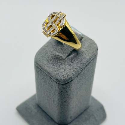 Gold Natural Diamond Money-Sign Ring