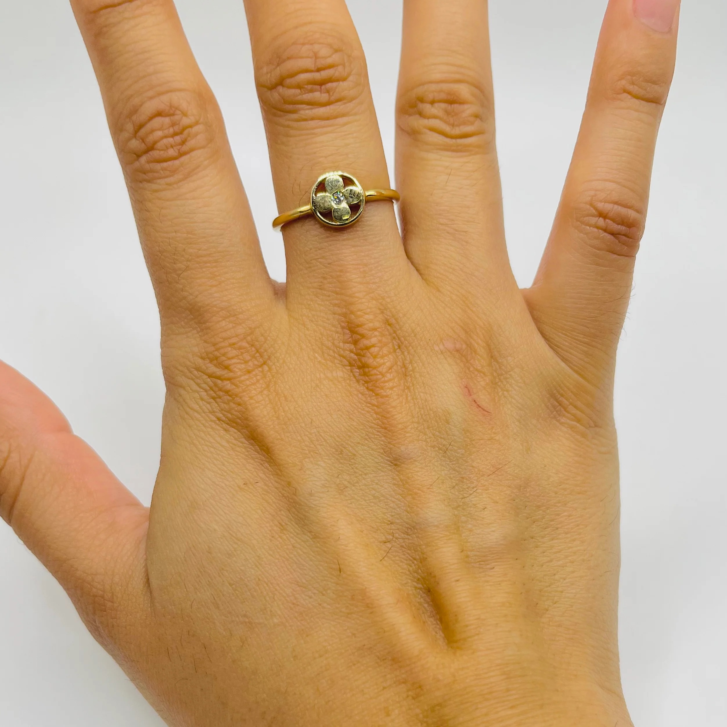 Gold Plated Blossom CZ Accent Ring