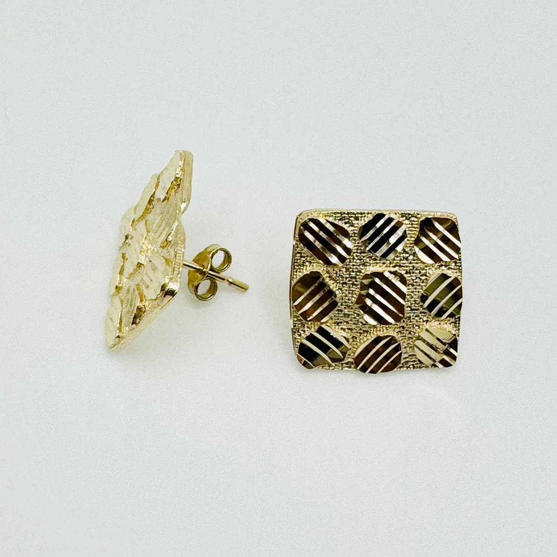 Gold Plated Square Nugget Earrings