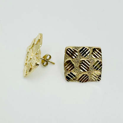 Gold Plated Square Nugget Earrings