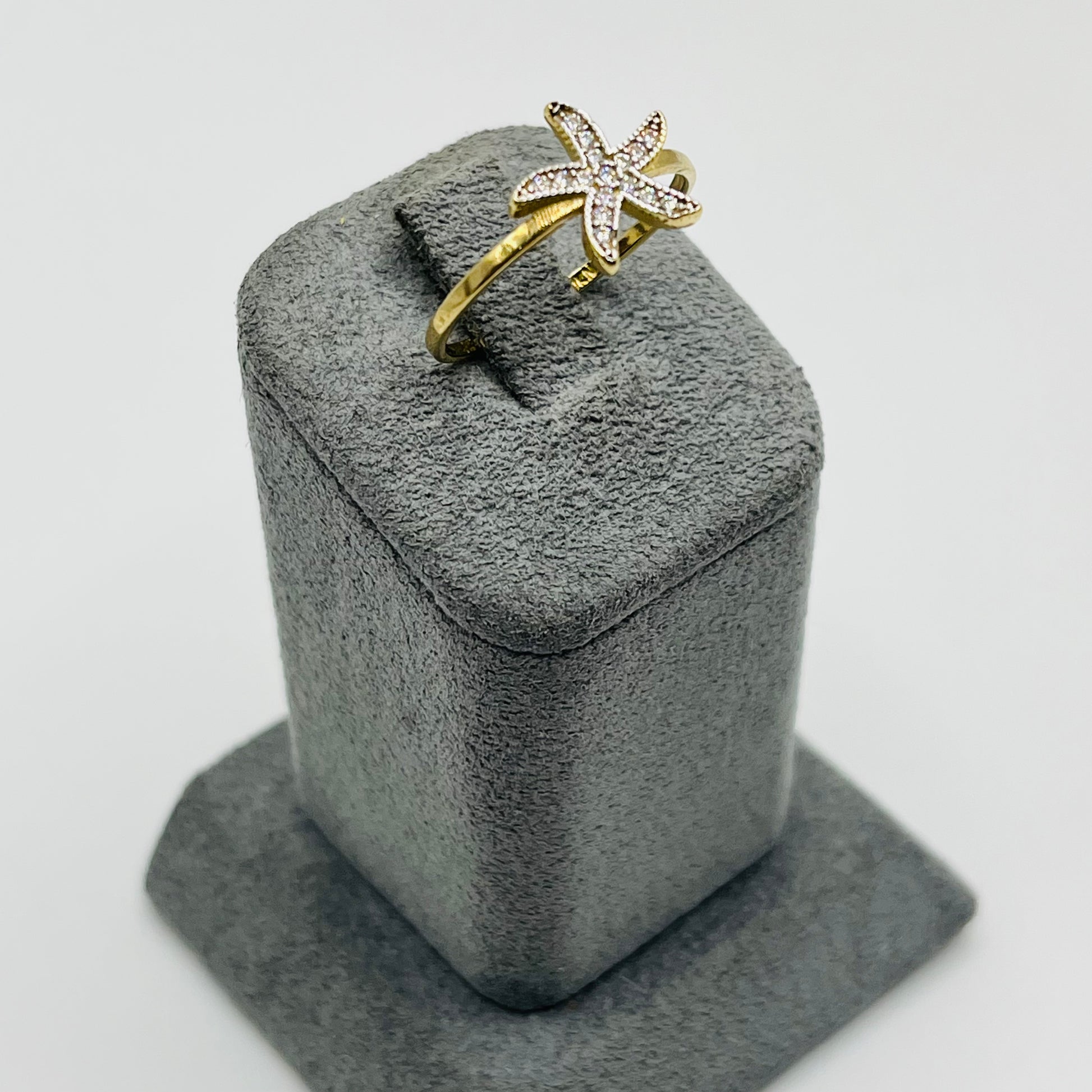 Gold CZ Starfish Ring