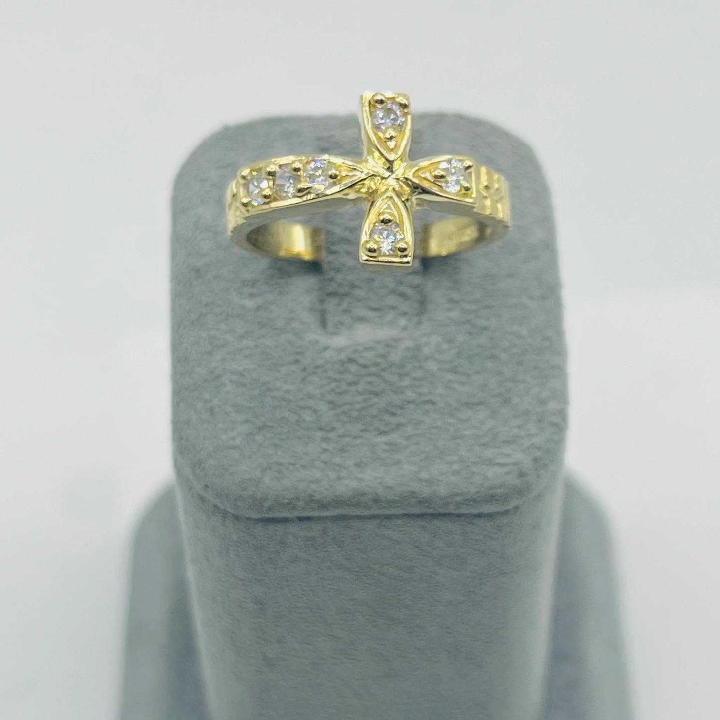 Gold plated Sideways Cz Cross Ring