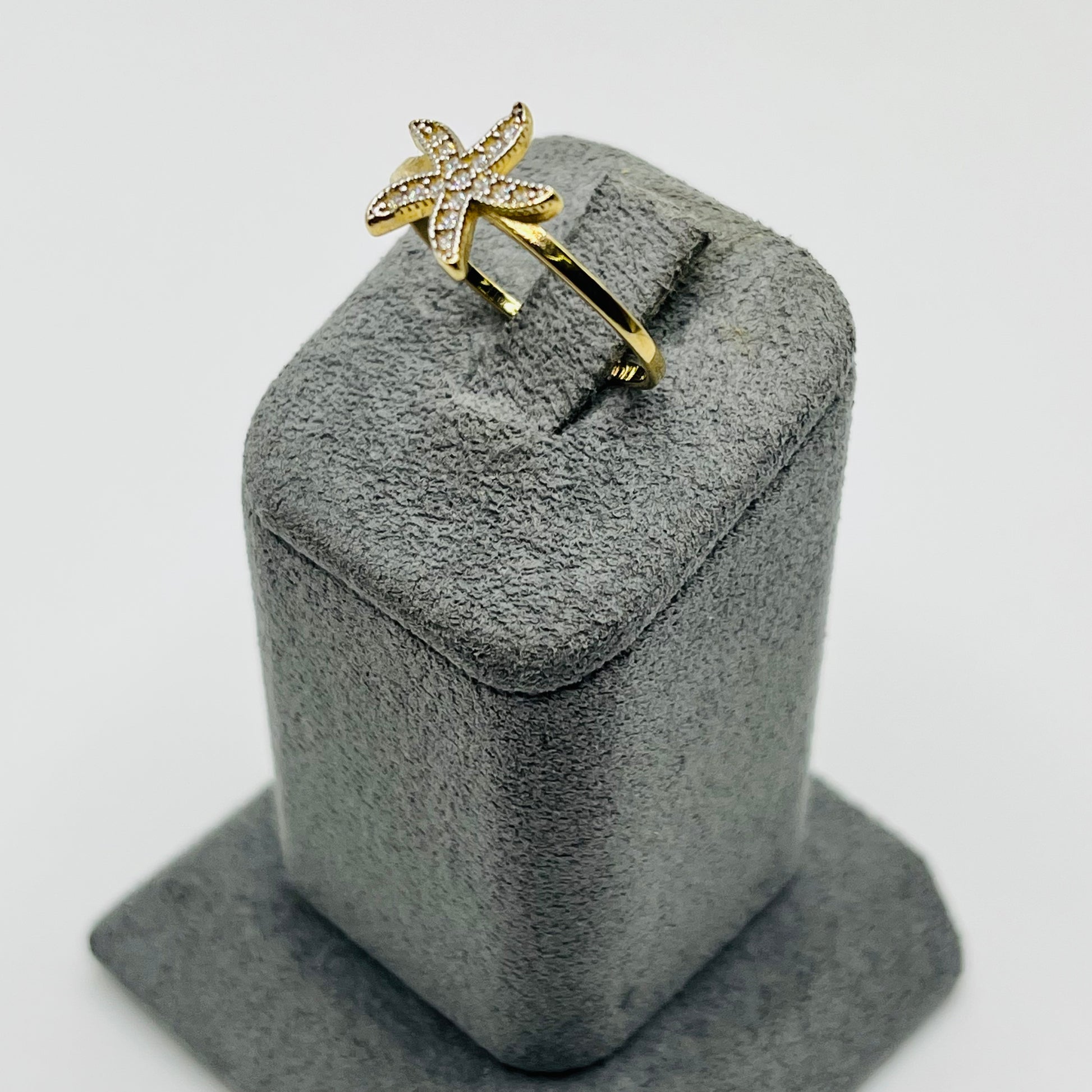 Gold CZ Starfish Ring