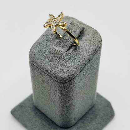 Gold CZ Starfish Ring