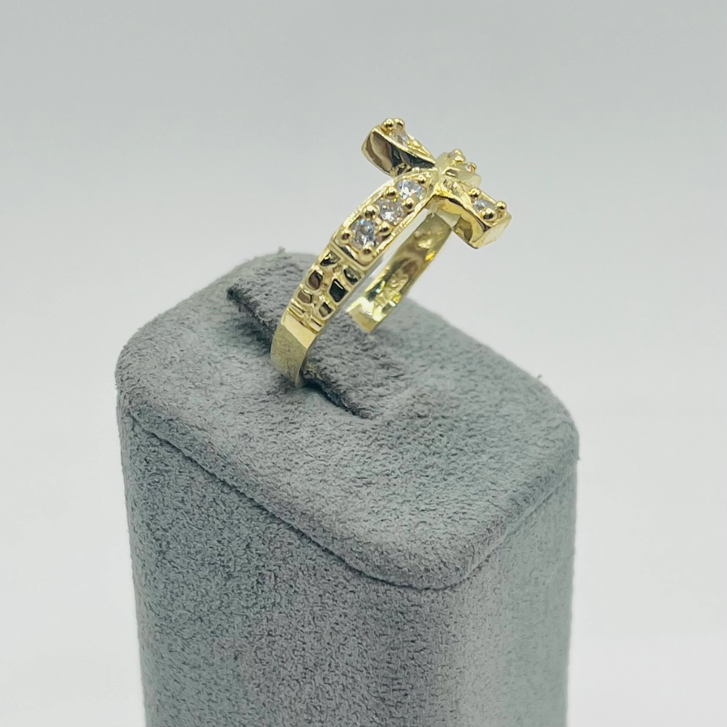 Gold plated Sideways Cz Cross Ring