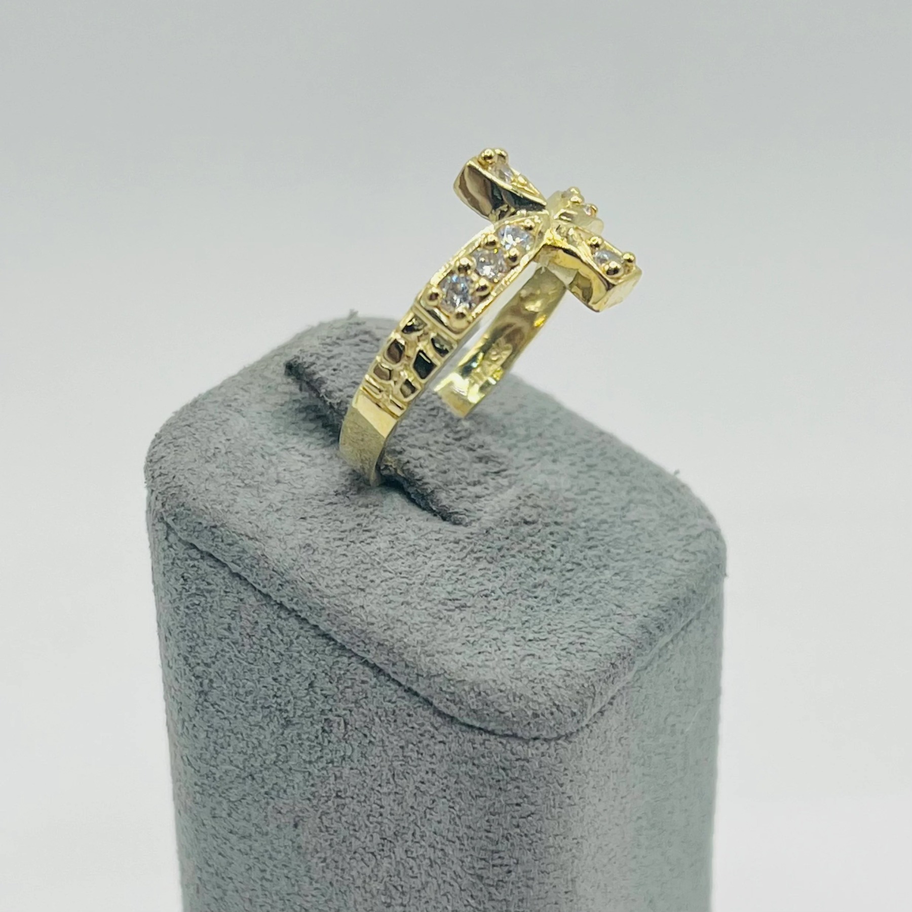 Gold plated Sideways Cz Cross Ring