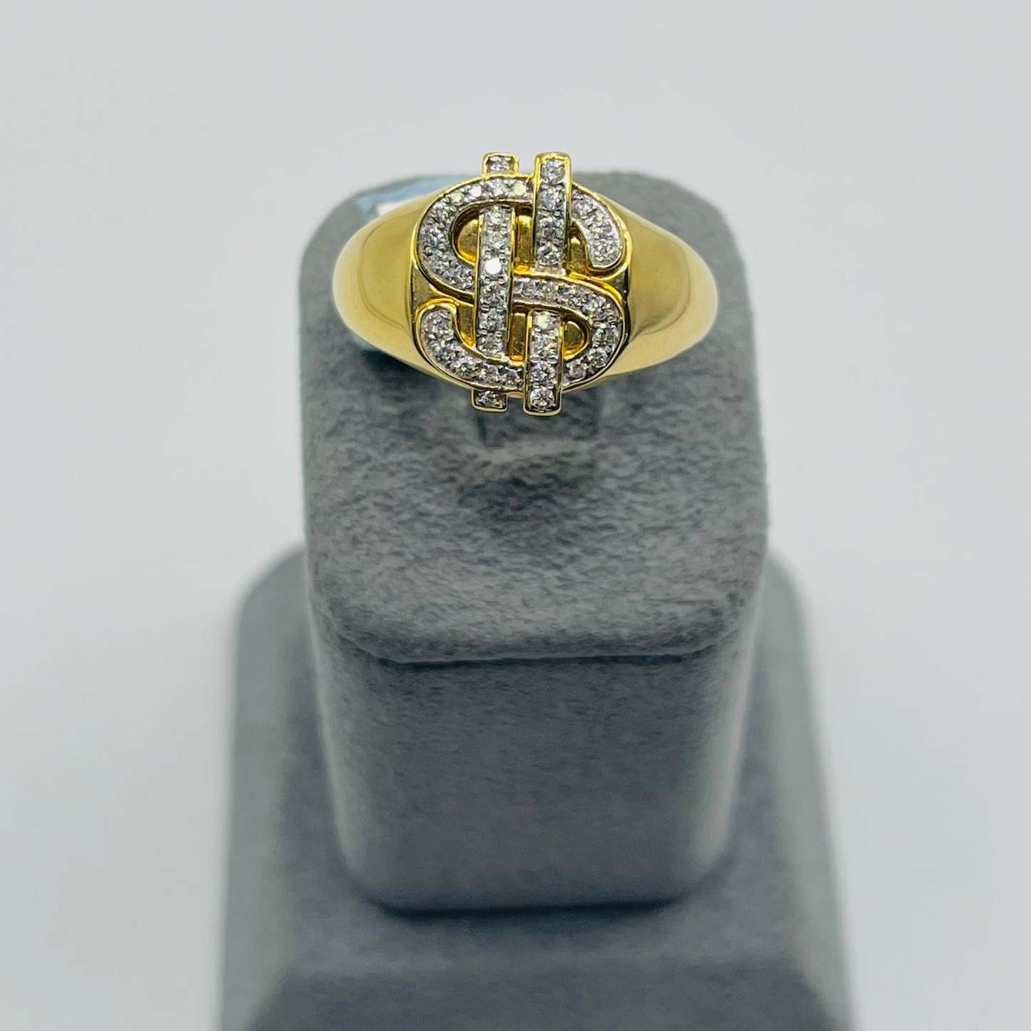 Gold Natural Diamond Money-Sign Ring