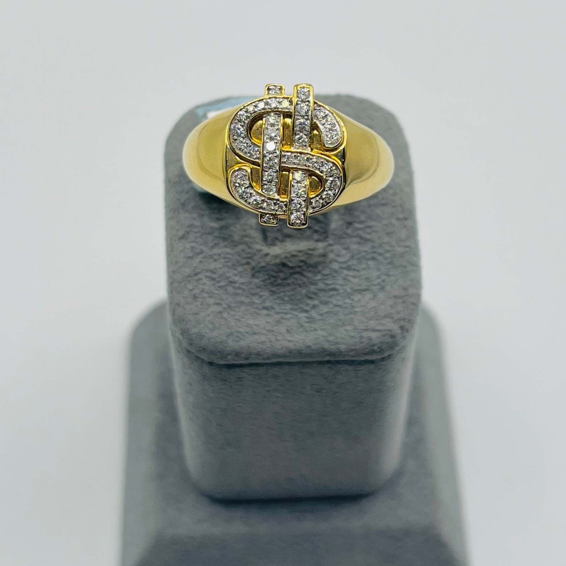 Gold Natural Diamond Money-Sign Ring