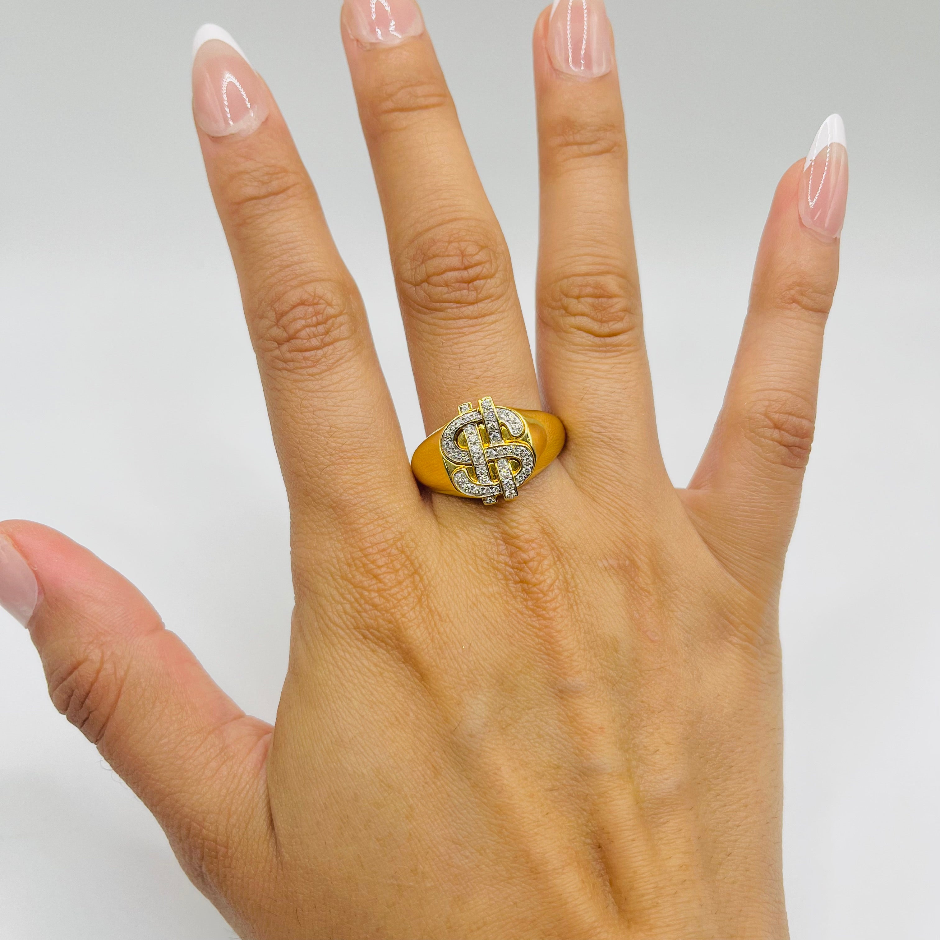 Gold Natural Diamond Money-Sign Ring