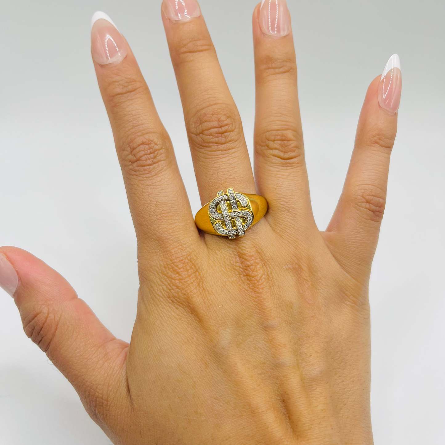 Gold Natural Diamond Money-Sign Ring