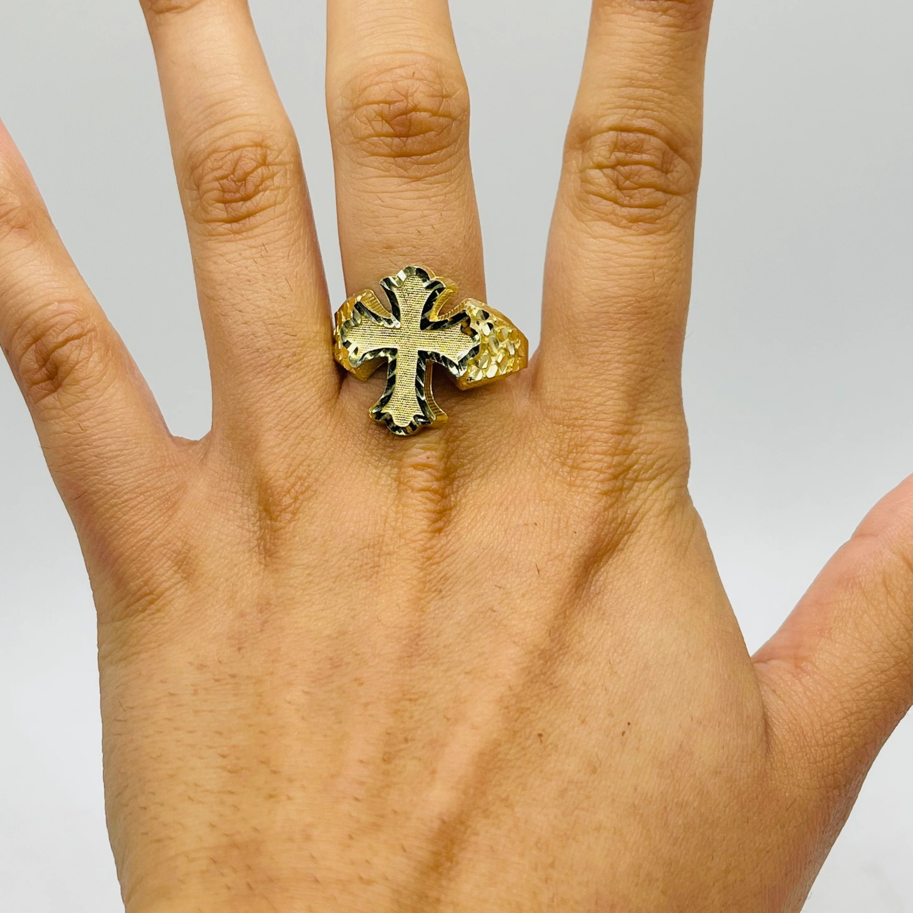 Gold Plated Royal Cross Nugget Ring