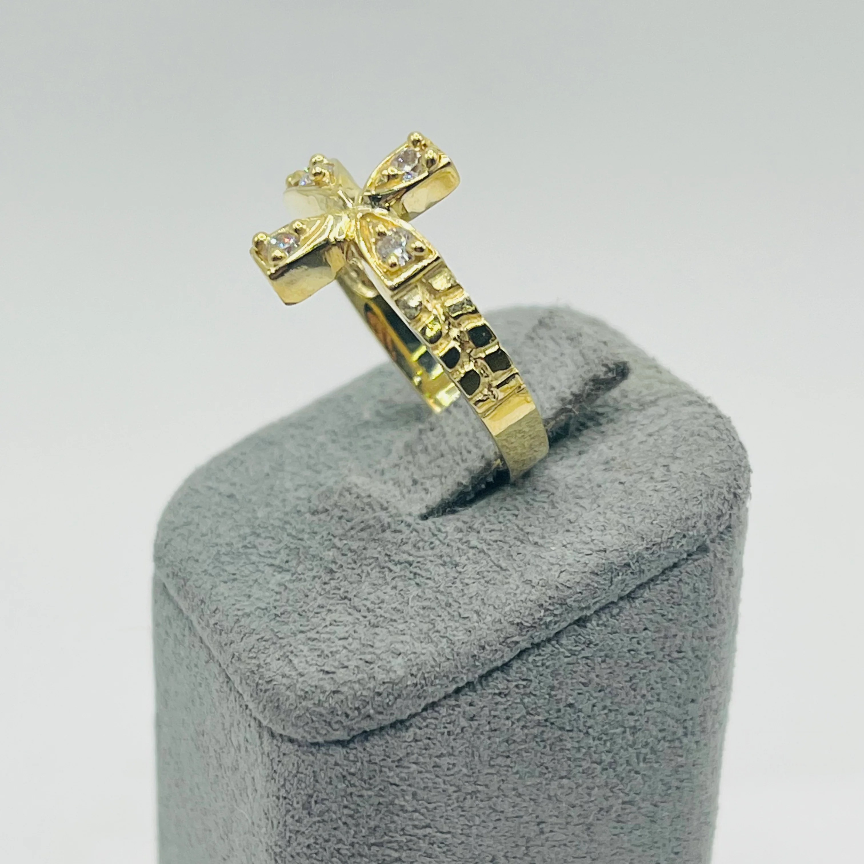 Gold plated Sideways Cz Cross Ring