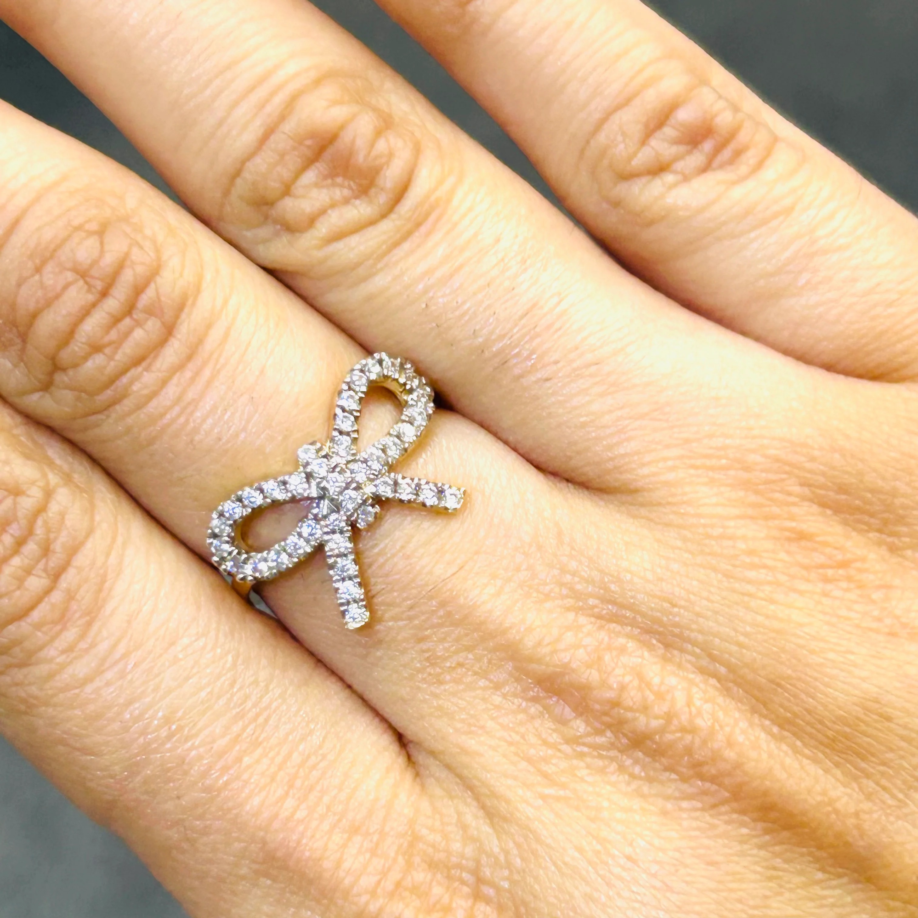 Gold Plated Bow Ring with CZ