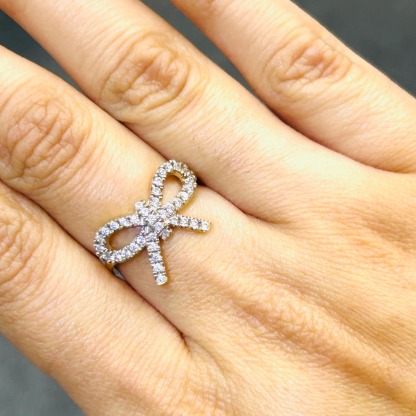 Gold Plated Bow Ring with CZ