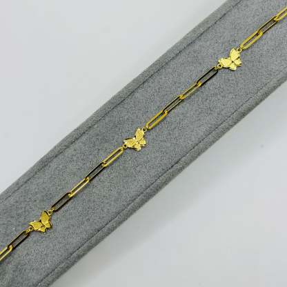 Gold Designer Bracelet - Paperclip Butterfly