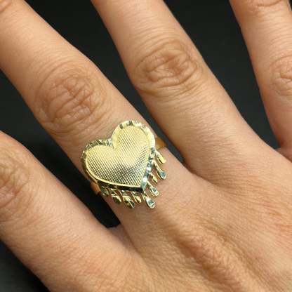 Gold Plated Dripping Heart Ring