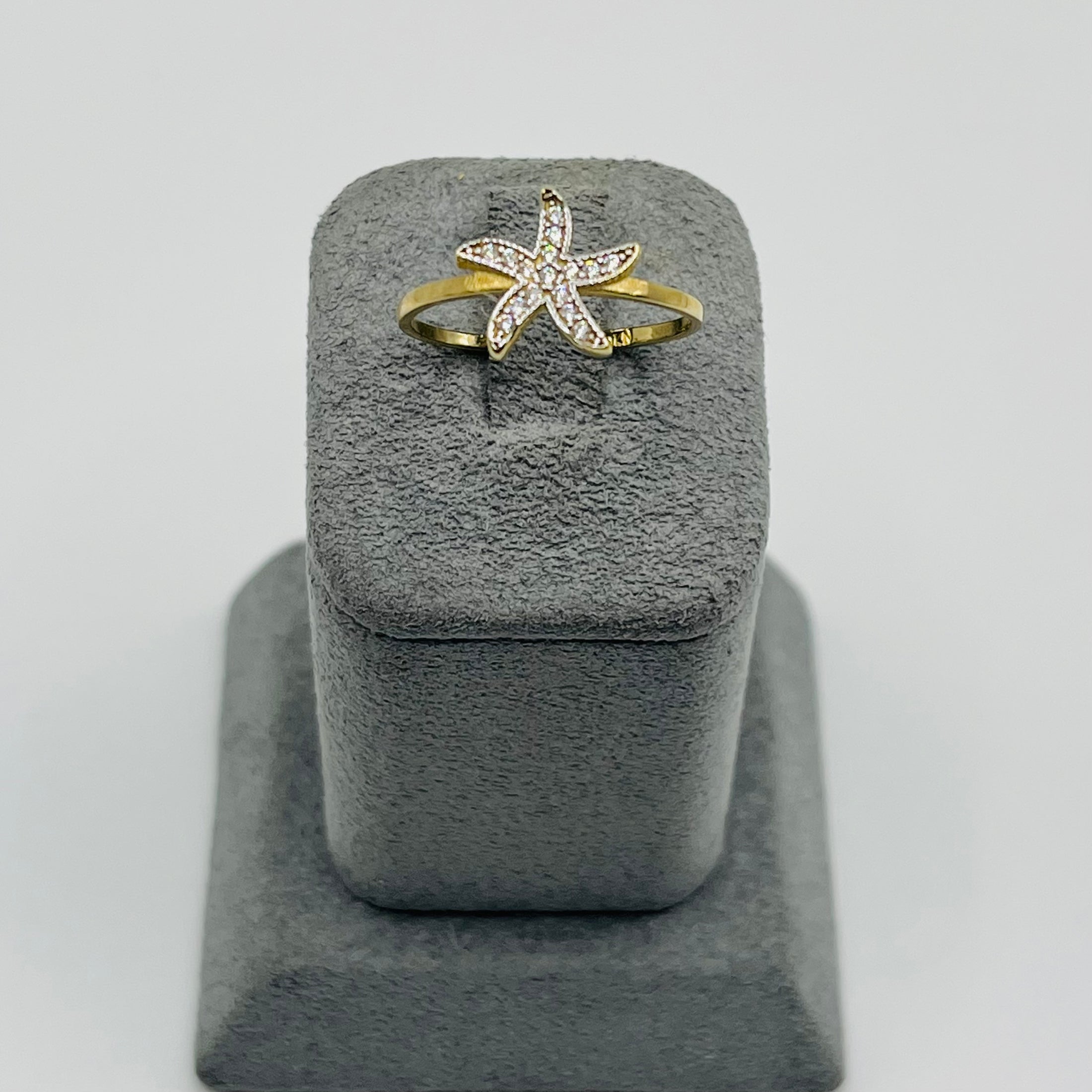 Gold CZ Starfish Ring