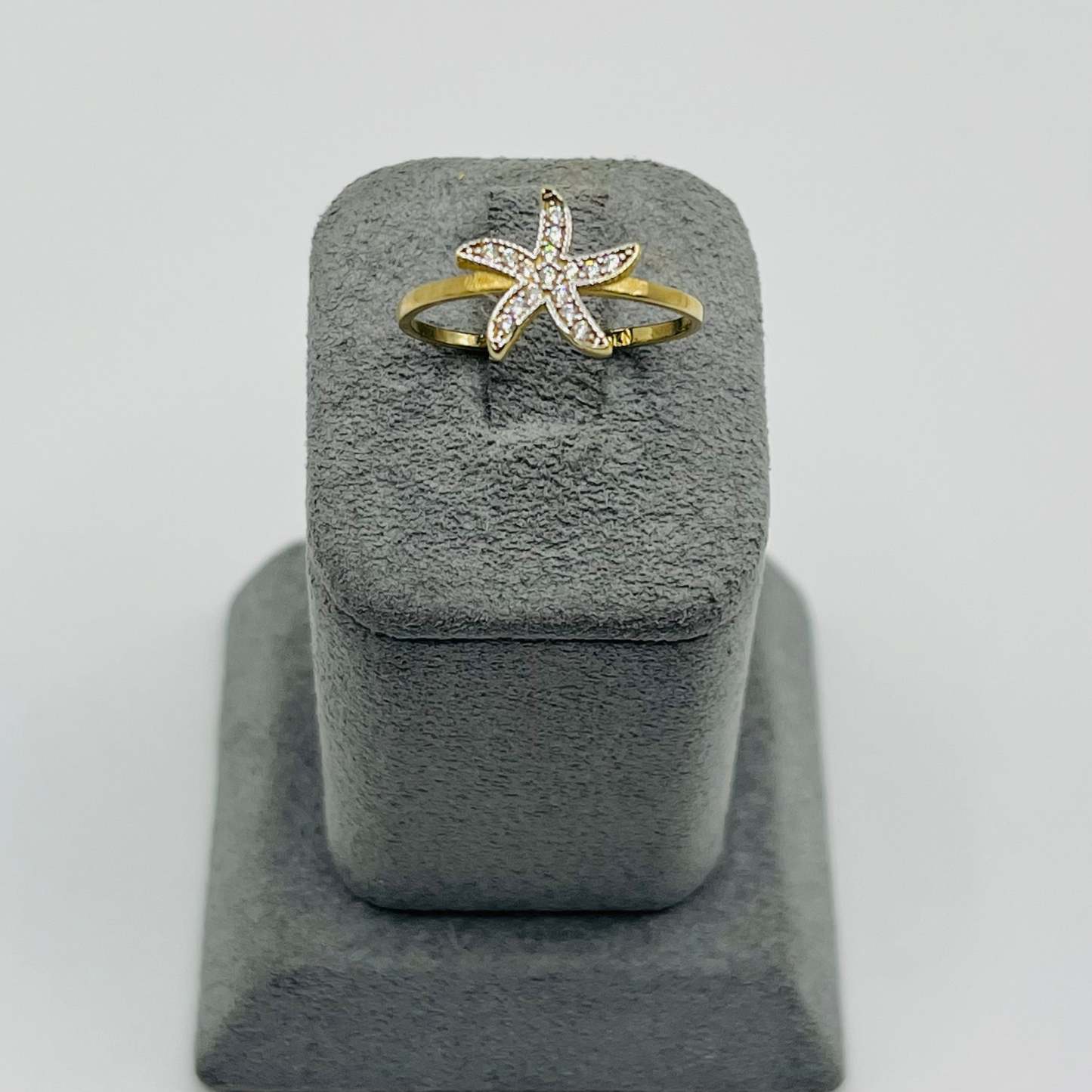 Gold CZ Starfish Ring