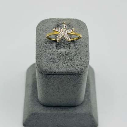 Gold CZ Starfish Ring