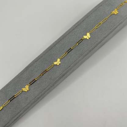 Gold Designer Bracelet - Paperclip Butterfly