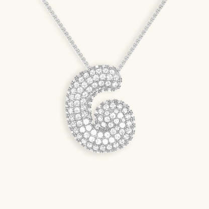 Bubble Initial Diamond Necklace Custom Letter Necklace