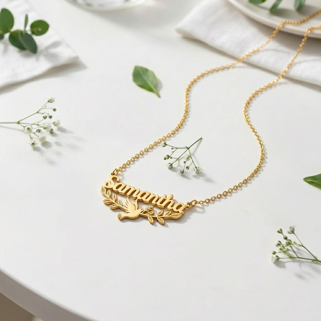 Dove of Peace Personalized Name Necklace