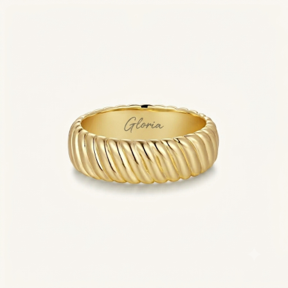 Engraved Twist Band Ring Minimalist Stackable Twist Ring