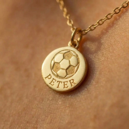 Custom Soccer Engraved Name Circle Pendant Necklace Football Necklace 