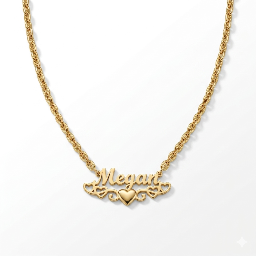 Mariner Chain Love Hearts Name Necklace Personalized Necklace