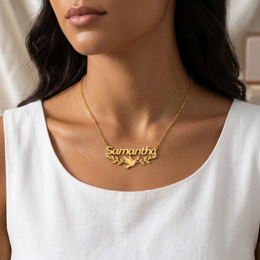 Dove of Peace Personalized Name Necklace