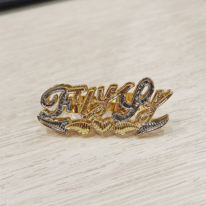 Two Tone Personalized Double Layer Name Ring Two Finger Ring 
