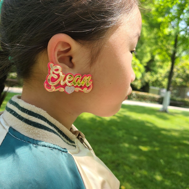 Personalized Acrylic Earrings Custom Name Stud Earrings For Kids