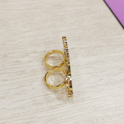 Two Tone Personalized Double Layer Name Ring Two Finger Ring 