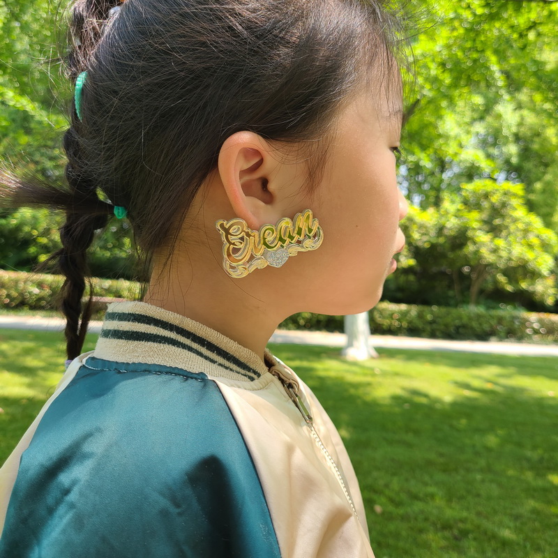 Personalized Acrylic Earrings Custom Name Stud Earrings For Kids