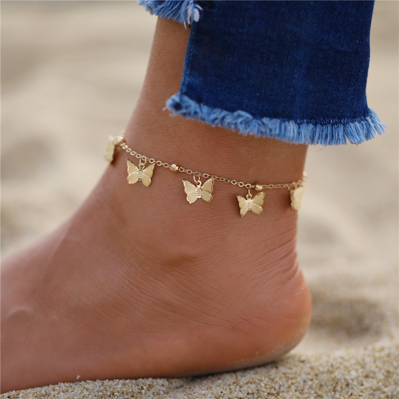 Butterfly Anklets Gold Plated Anklets Summer Beach Women's Gift