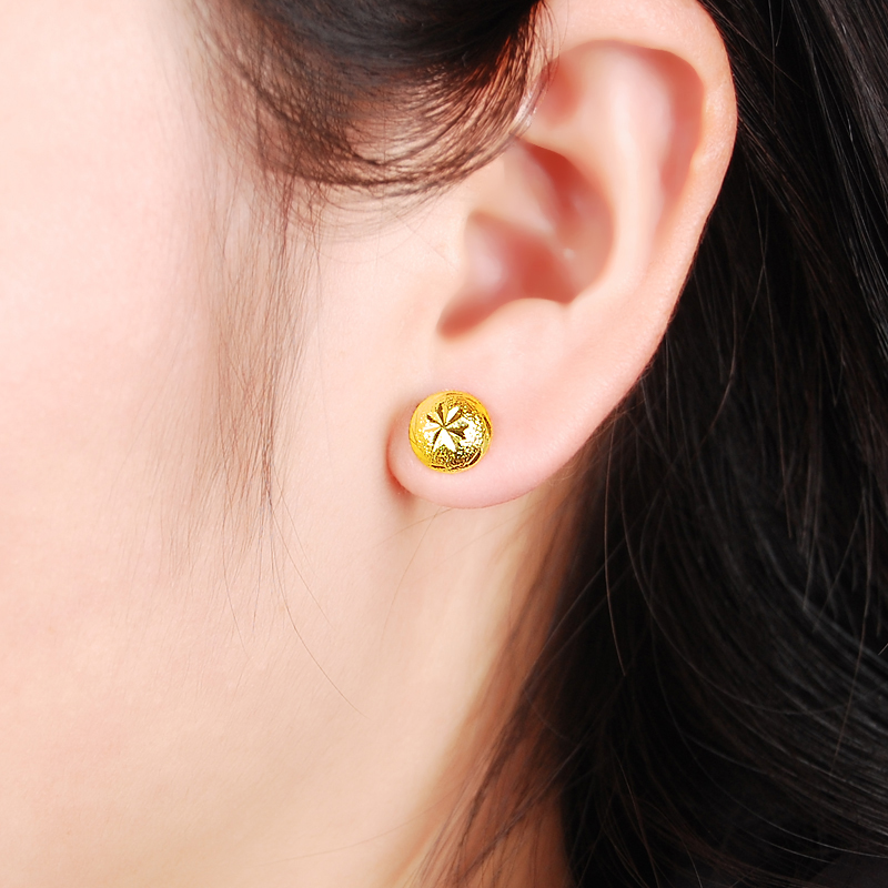 Heart Gold Plated Stud Earrings Round Earrings