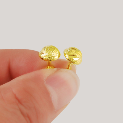 Heart Gold Plated Stud Earrings Round Earrings