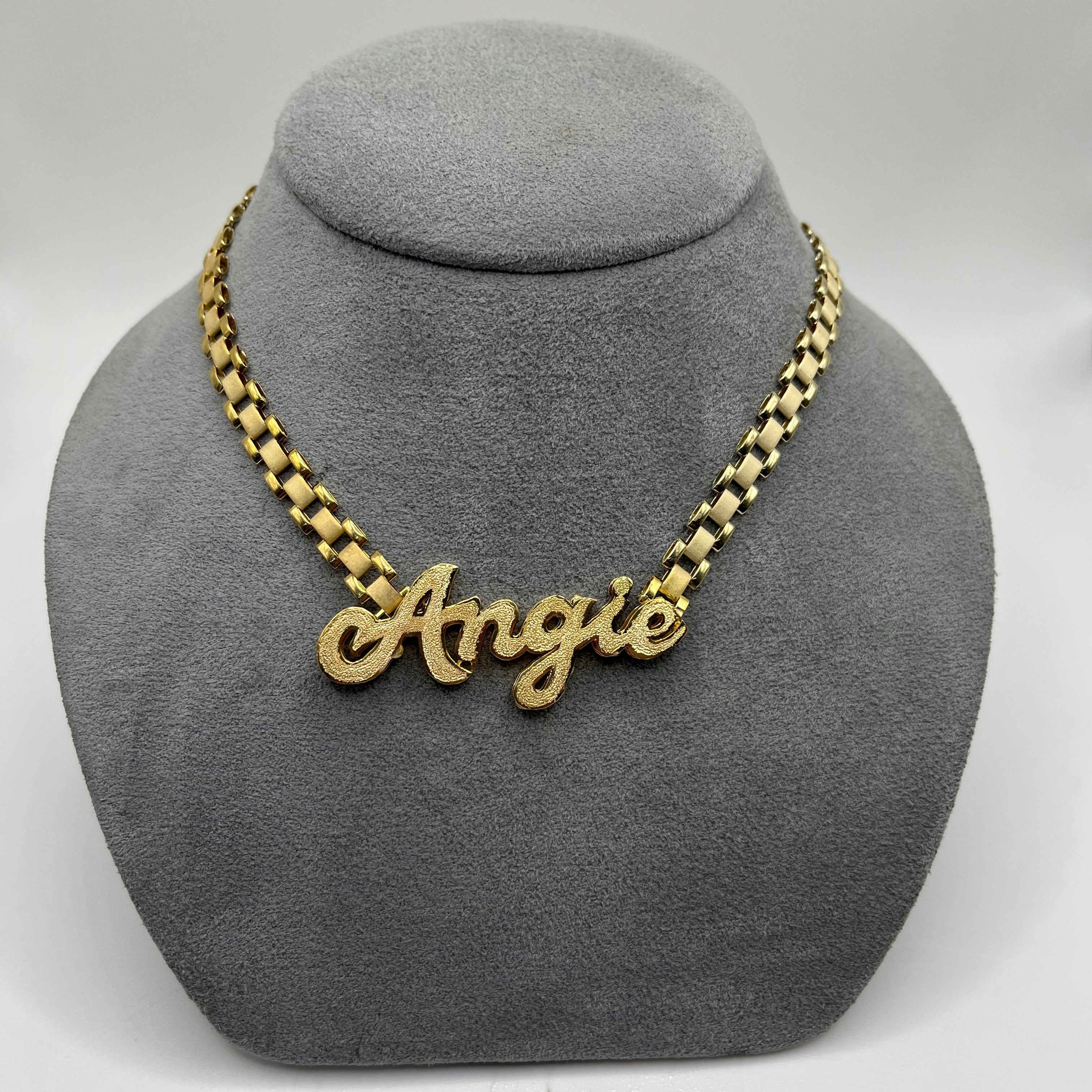 Gold Plated Custom Double Nameplate 6mm RX Style Necklace